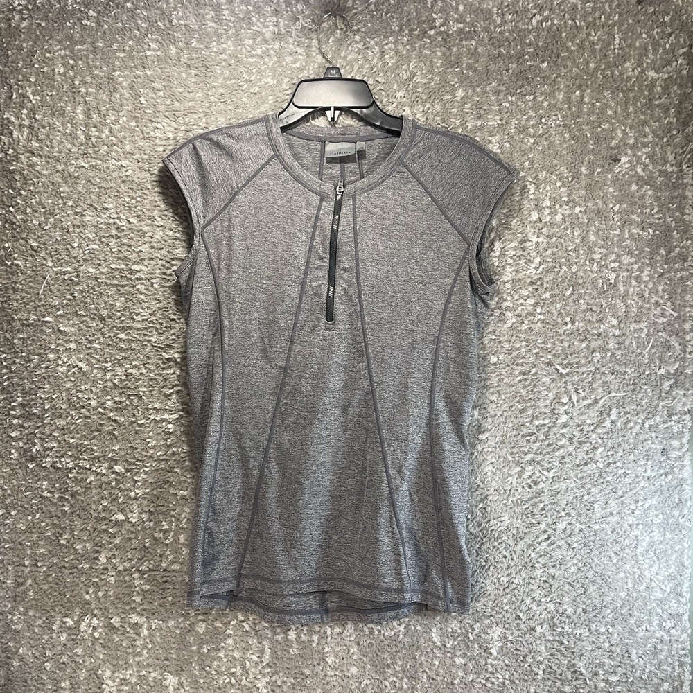 Athleta Women's Gray 1/4 Zip Performance Top M Gray Back Pocket Sport Outdoor